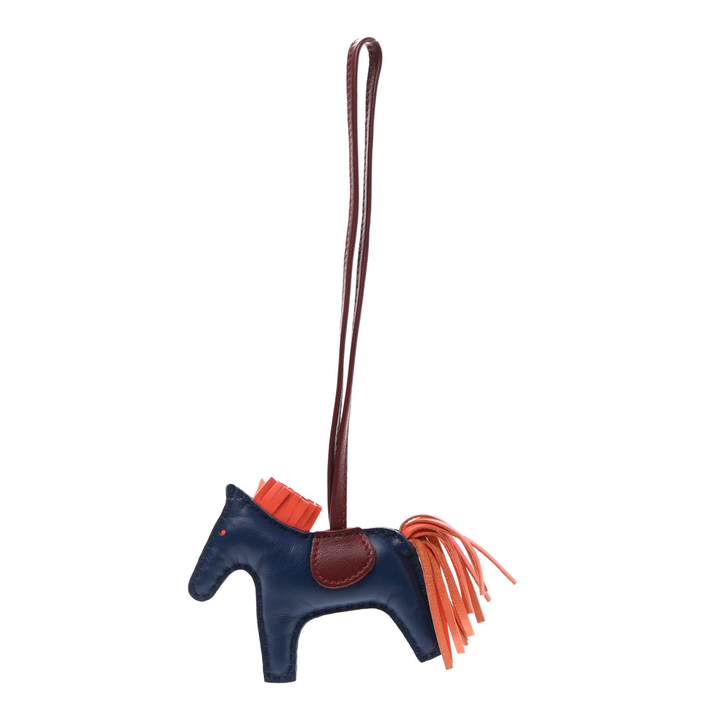 Milo Lambskin Grigri Rodeo Horse Bag Charm MM Bleu de Malte Rouge H Peony