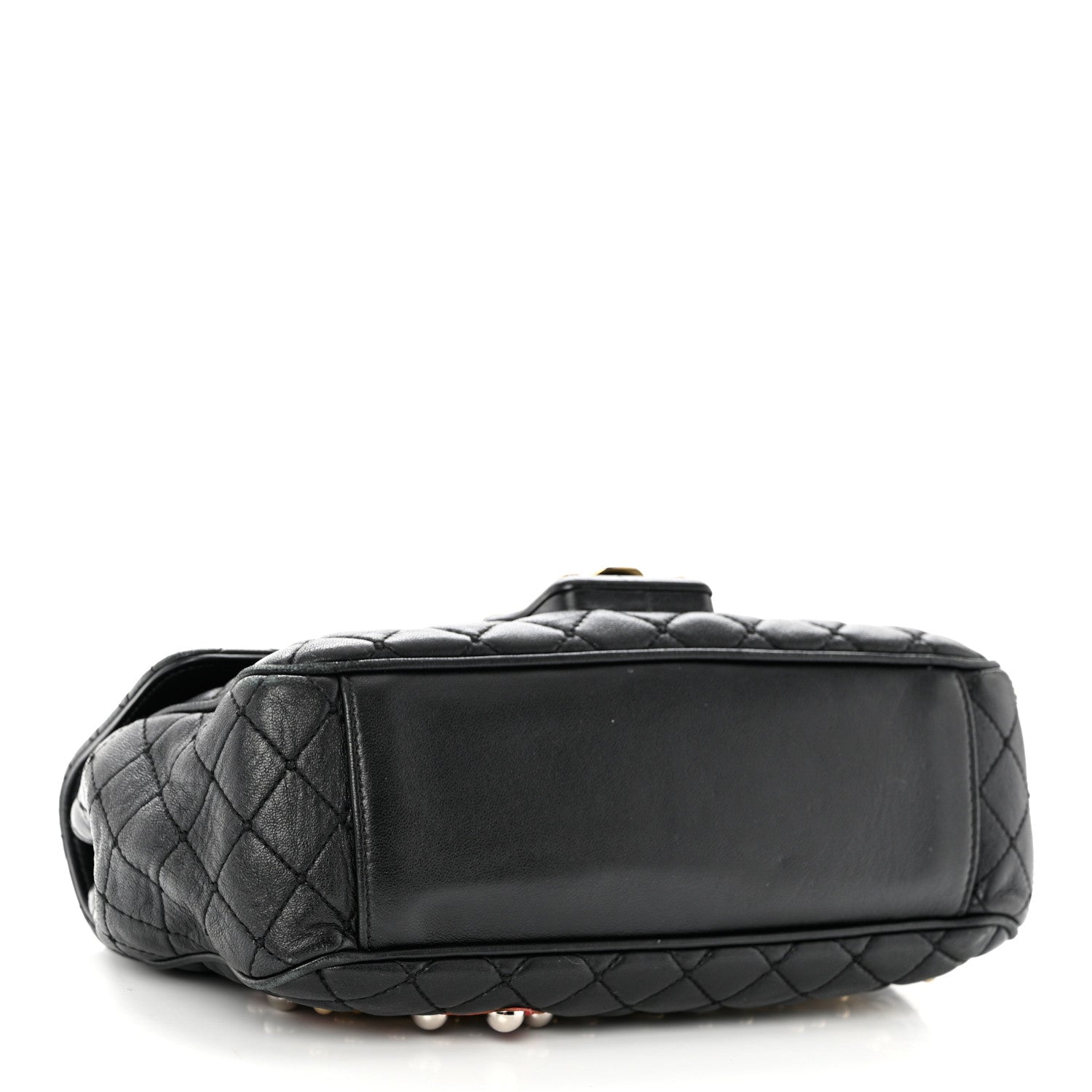 Dolce & Gabbana Lambskin Watersnake Embellished Lucia Shoulder Bag Black 4 of 11