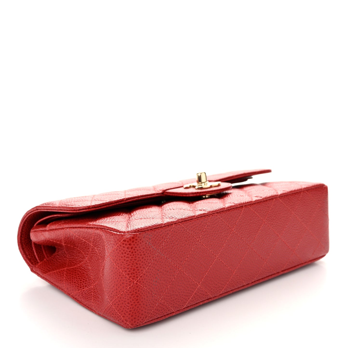 Caviar Quilted Small Double Flap Red