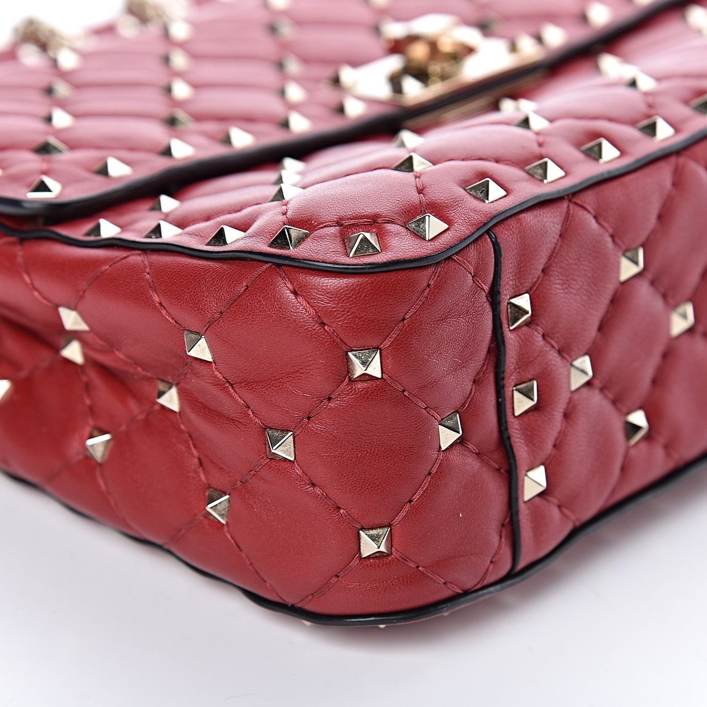 Nappa Medium Rockstud Spike Shoulder Bag Rosso Valentino
