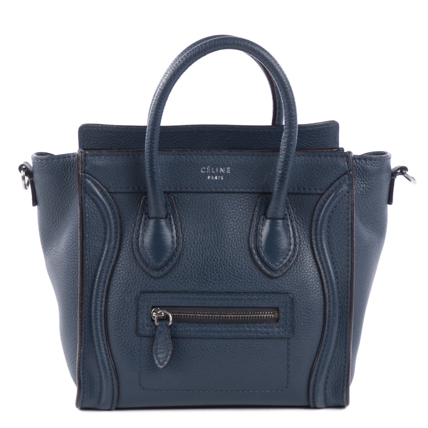 Celine Drummed Calfskin Nano Luggage Orage 1 of 8