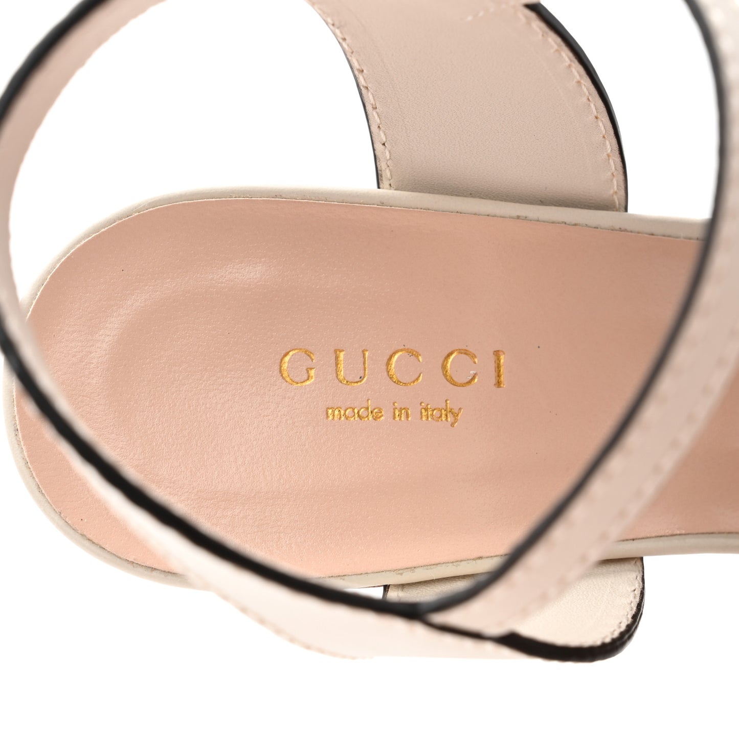 Cosmos Softy Calfskin Wooden Interlocking G Cut-Out 30/120mm Platform Sandals 38.5 Mystic White