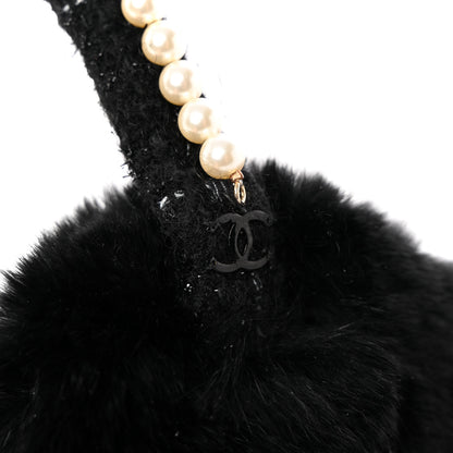 Chanel Fur Tweed Pearl Ear Muffs Black 5 of 7
