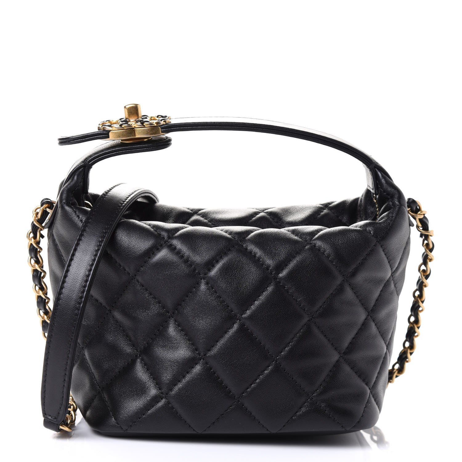 Chanel Lambskin Quilted Small Perfect Meeting Hobo Black 1 of 5