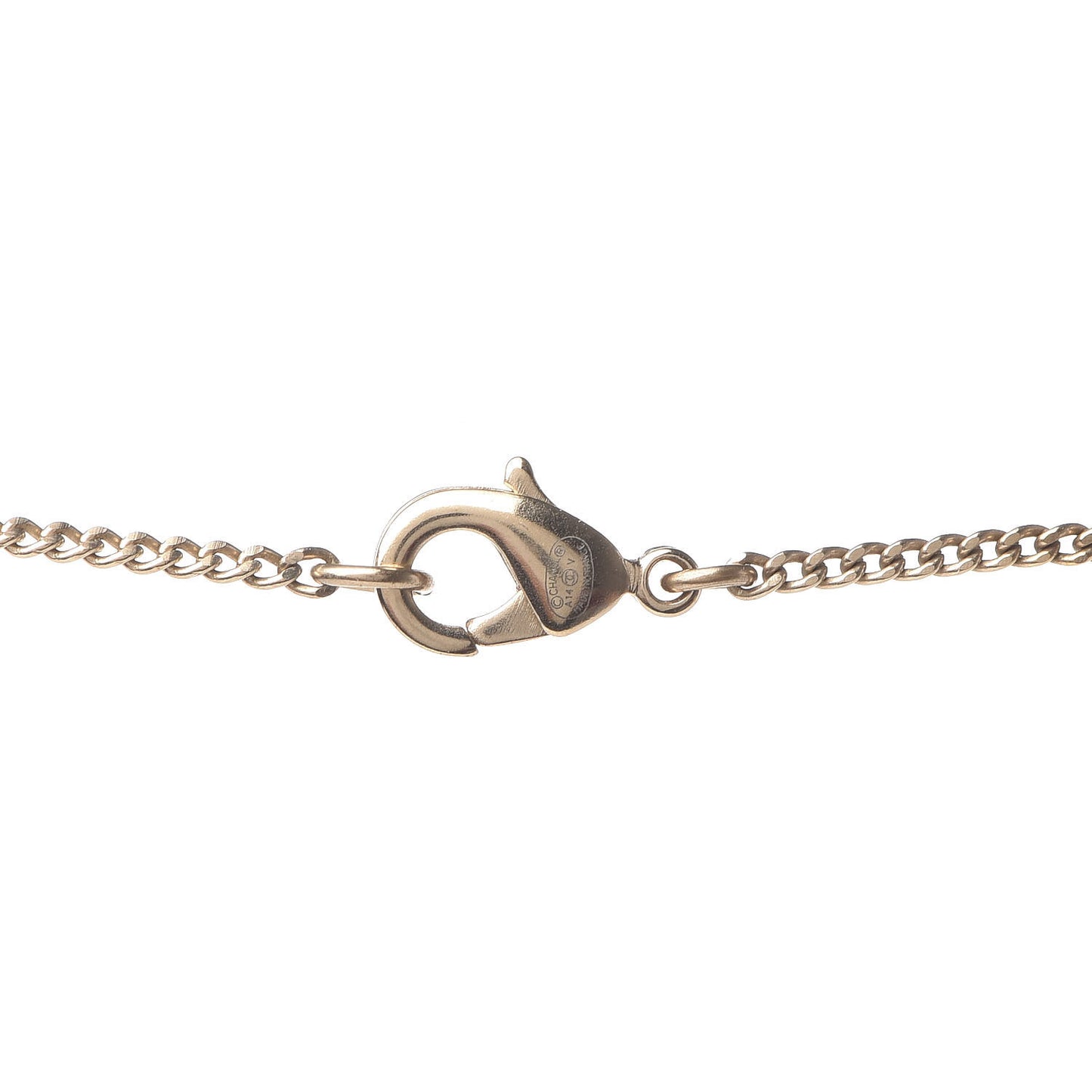 Enamel Bead Pearl CC Drop Necklace Black Gold
