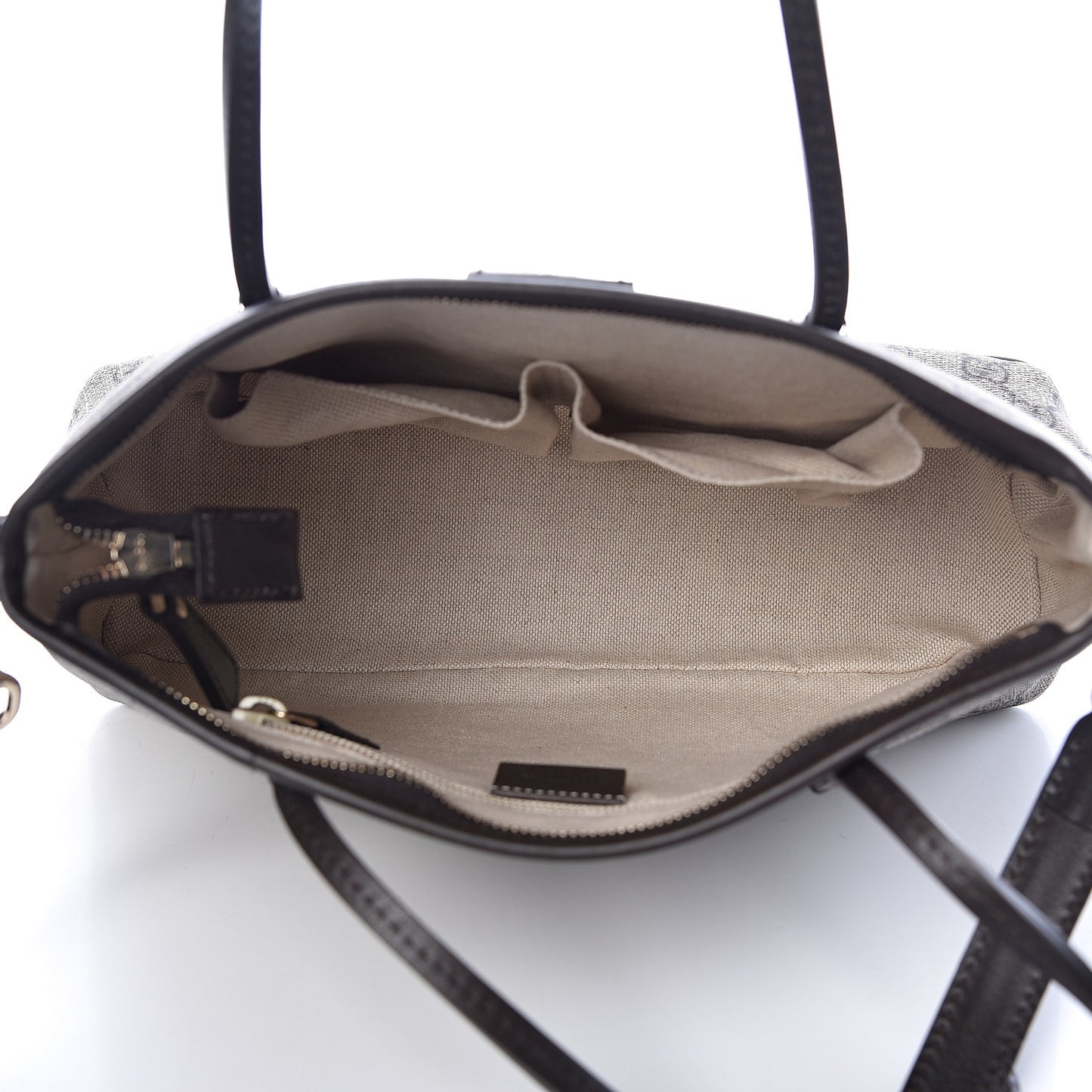 GG Supreme Monogram Small Zippered Tote Dark Brown