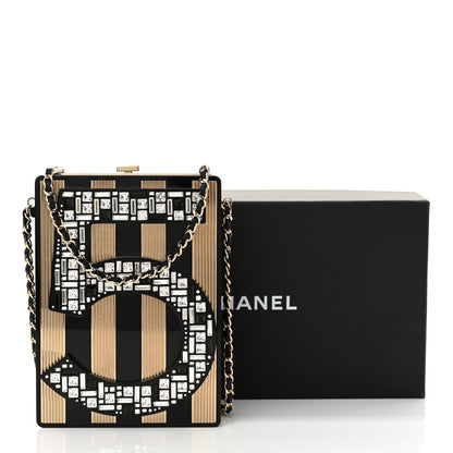Chanel Plexiglass Strass Mosaic No 5 Minaudiere Clutch Black Gold 11 of 11
