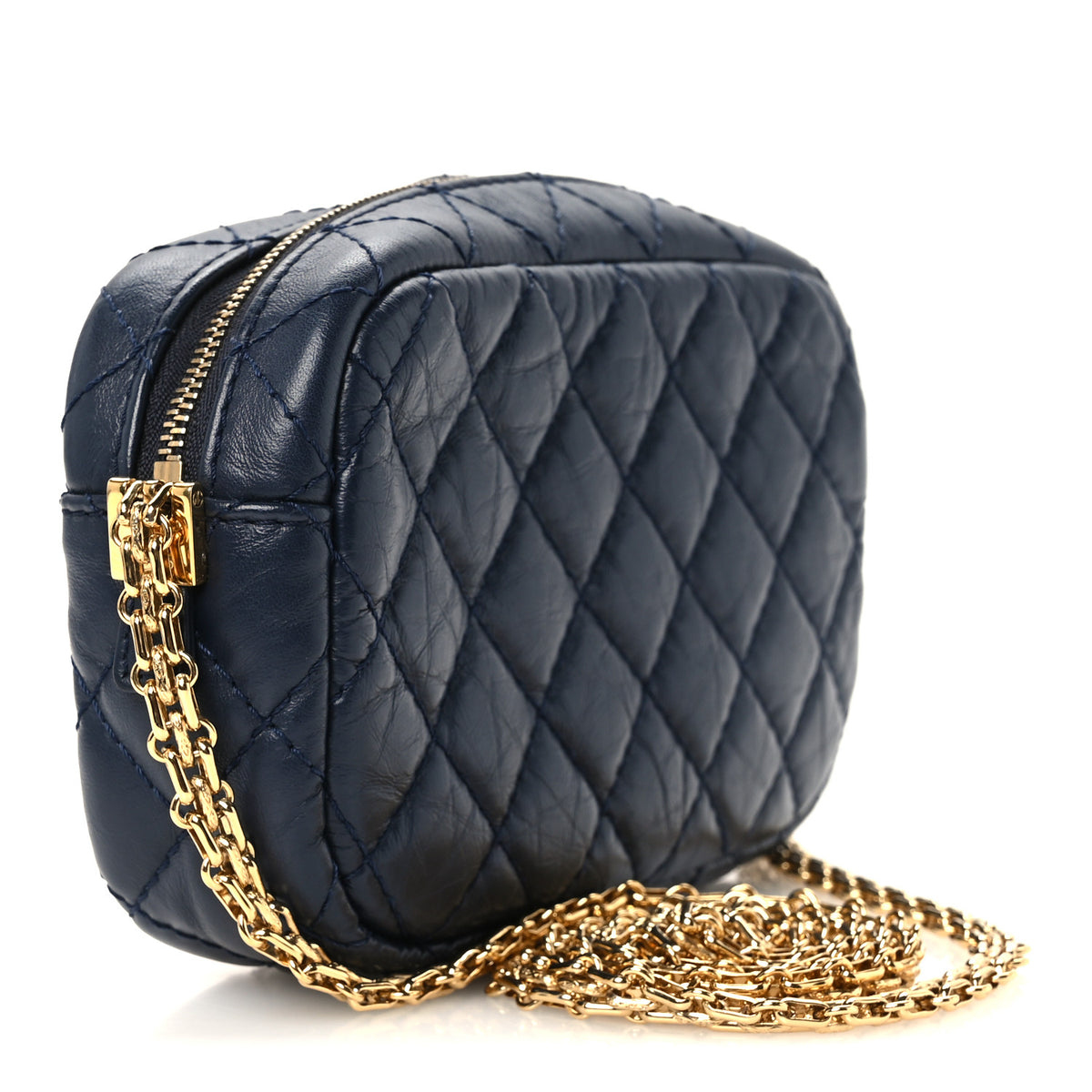 Chanel Aged Calfskin Quilted Mini Reissue Camera Case Navy 3 of 10