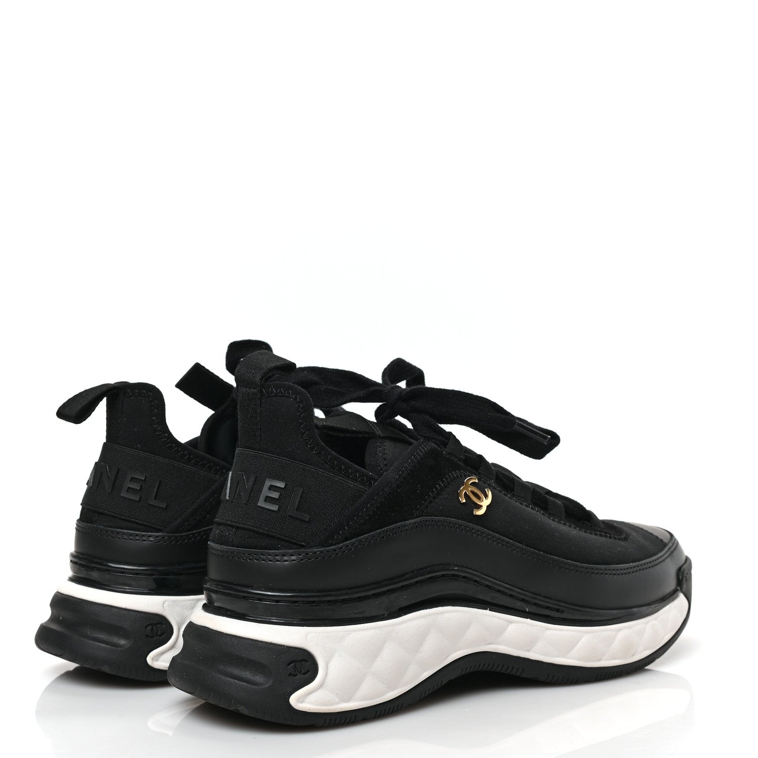 Chanel Velvet Calfskin Mixed Fibers CC Sneakers 37 Black 4 of 7