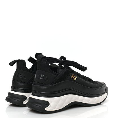 Chanel Velvet Calfskin Mixed Fibers CC Sneakers 37 Black 4 of 7