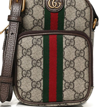 Gucci GG Supreme Monogram Web Mini Ophidia Double Zip Messenger Bag Beige New Acero 8 of 11