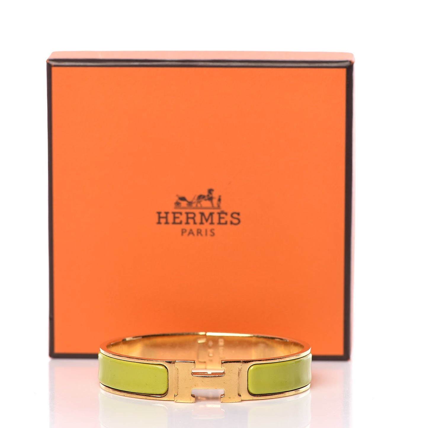 Enamel Narrow Clic Clac H Bracelet PM Vert Prairie