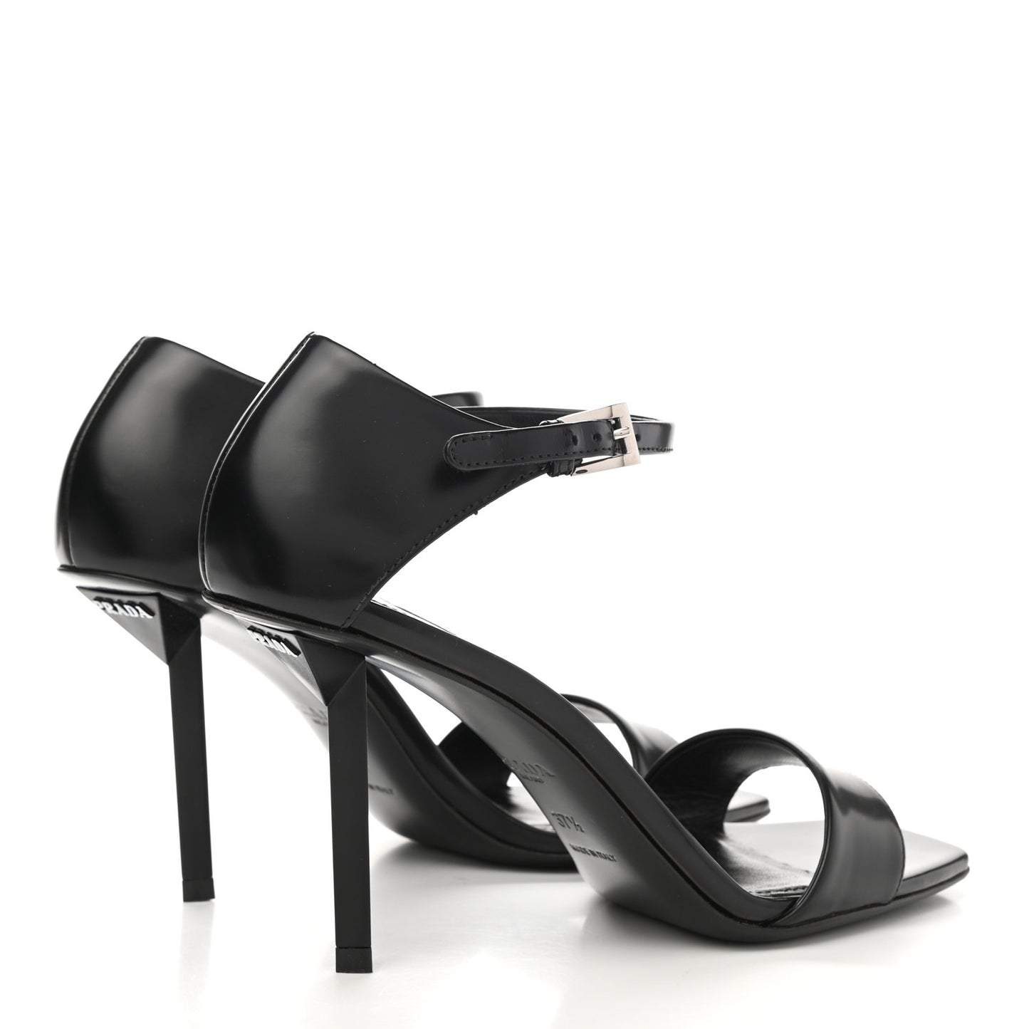 Brushed Calfskin Logo Sandals 37.5 Black