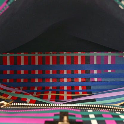 Fendi Vitello Seta Digital Print Large Peekaboo Iconic Satchel Multicolor Black 5 of 19