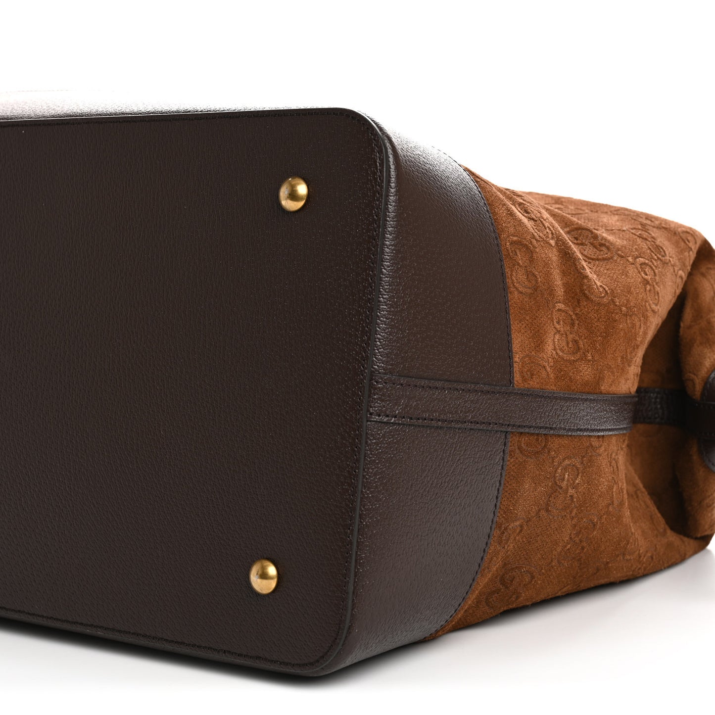 Suede Jumbo GG Debossed Textured Dollar Calfskin Savoy Travel Bag Wood Brown Chocolate