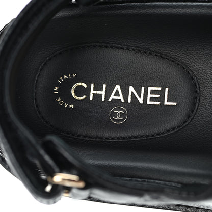 Chanel Grained Calfskin Velcro Dad Sandals 37 Black 8 of 10