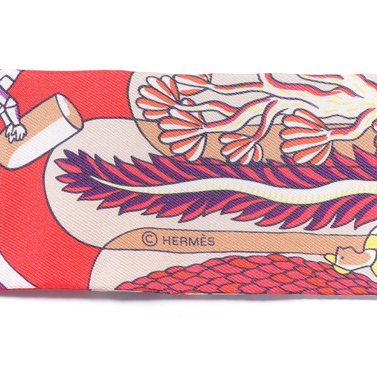 Hermes Silk Exposition Universelle Twilly Rouge Violet Jaune 3 of 4