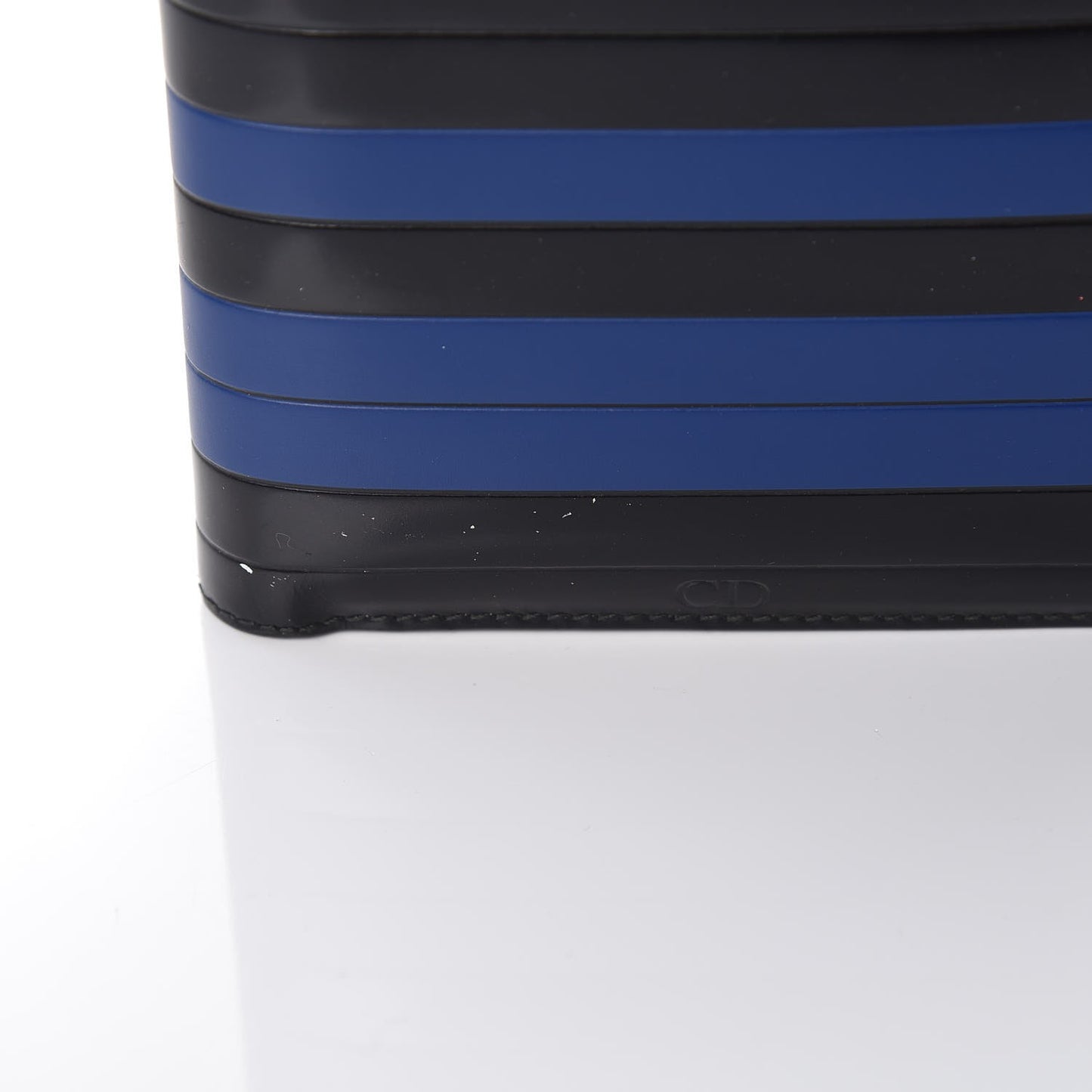 Calfskin Striped Men's Bifold Wallet Blue Black
