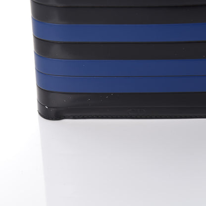Christian Dior Calfskin Striped Men's Bifold Wallet Blue Black 9 of 10