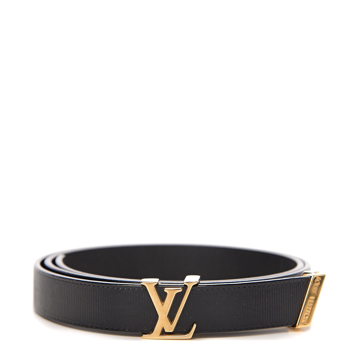 Louis Vuitton Calfskin Embossed 20MM LV Initiales Belt 85 34 Black 1 of 6