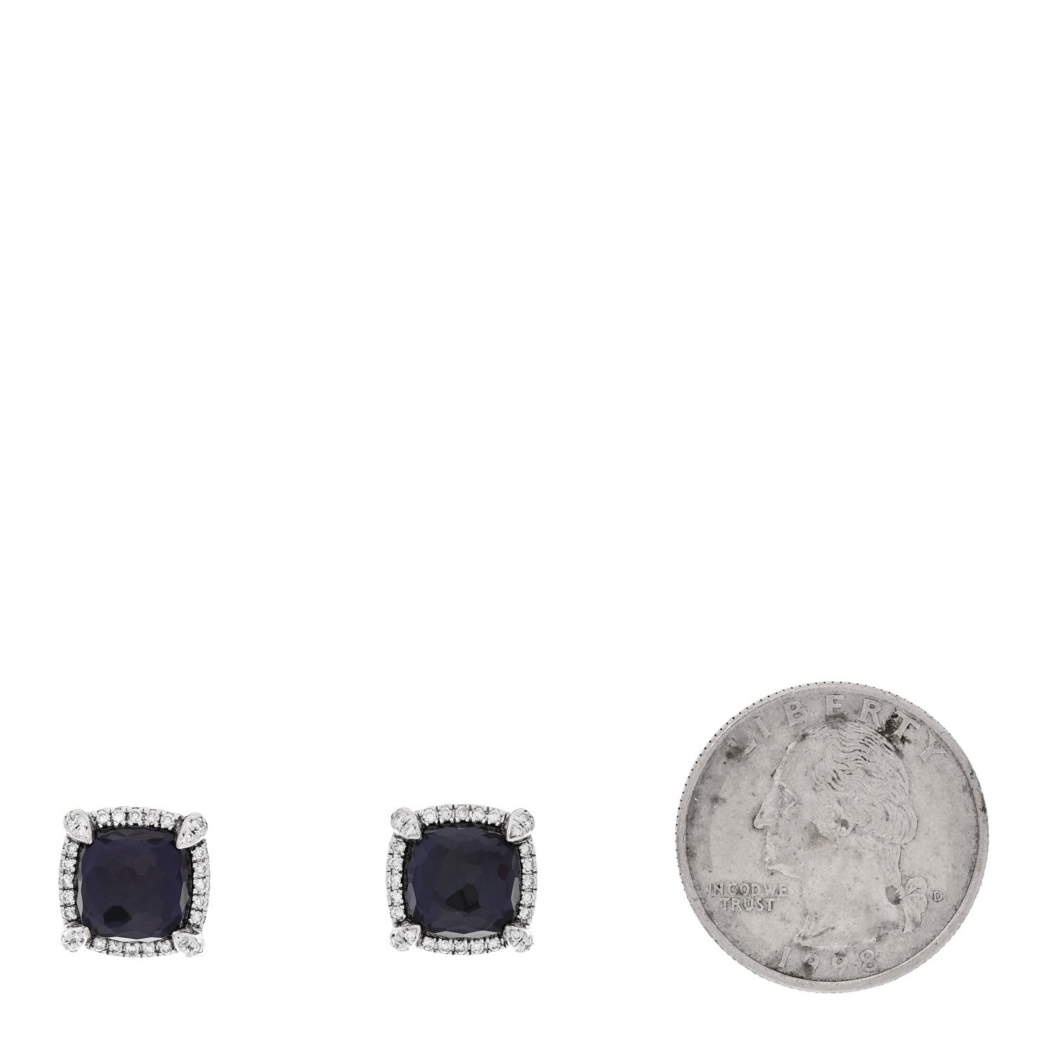 David Yurman Sterling Silver Diamond Black Orchid 9mm Chatelaine Bezel Earrings 2 of 4