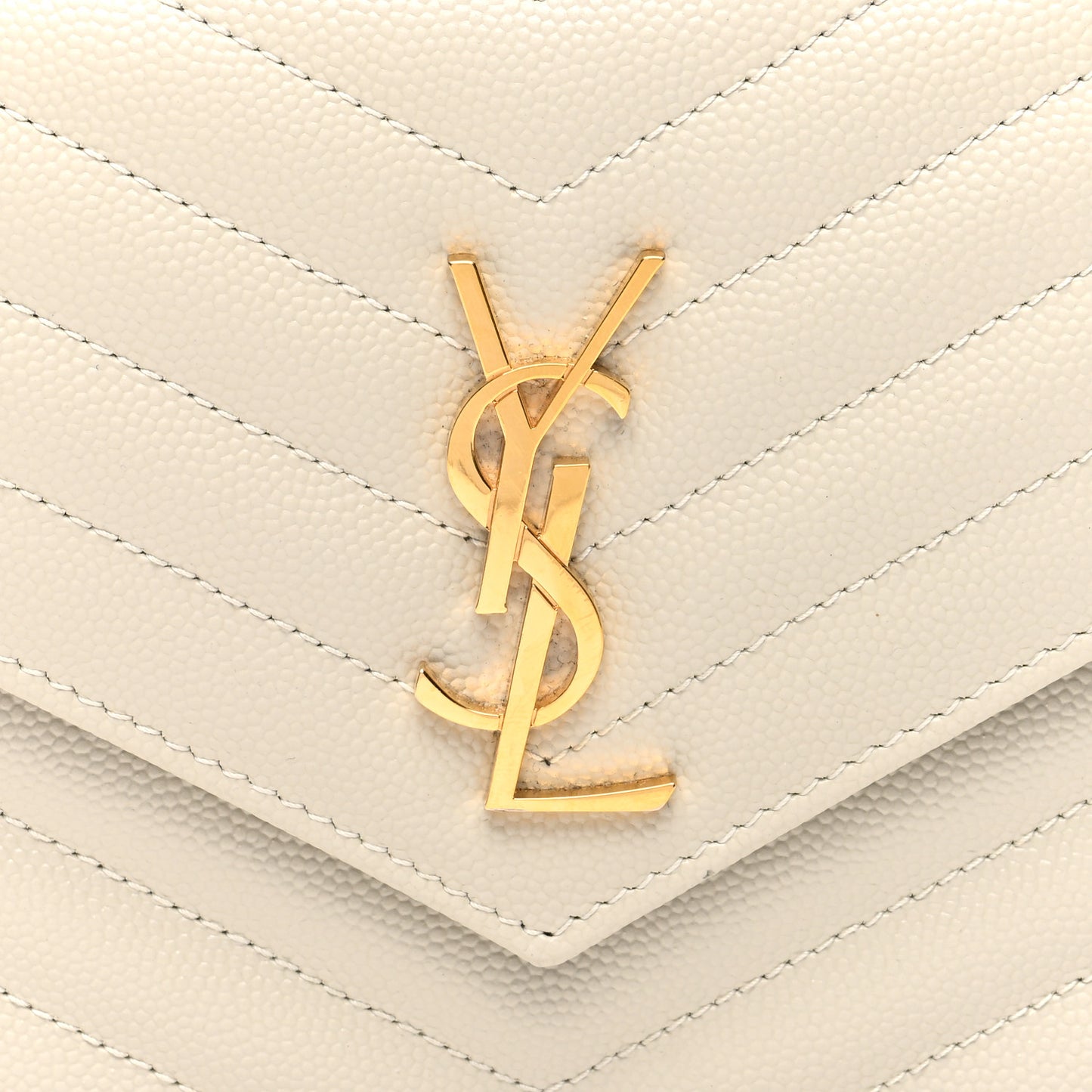 Grain De Poudre Matelasse Chevron Monogram Envelope Chain Wallet Crema Soft