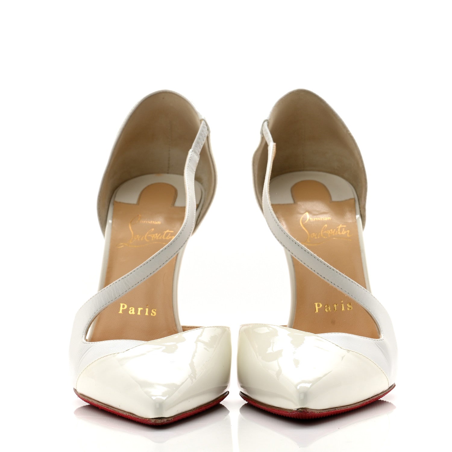 Christian Louboutin Patent Kid Round And Square 100 Pumps 38 Bianco 2 of 12