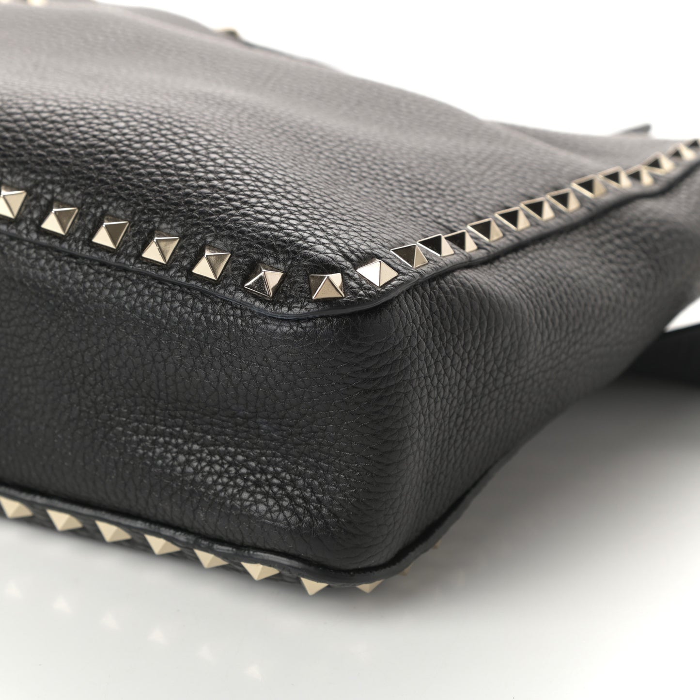 Pebbled Calfskin Small Rockstud Flip-Lock Messenger Bag Black