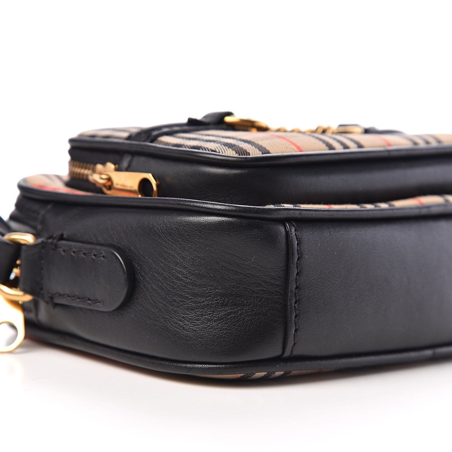 Burberry 1983 Knight Check Smooth Calfskin Link Camera Bag Black 6 of 8