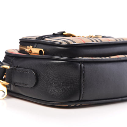 Burberry 1983 Knight Check Smooth Calfskin Link Camera Bag Black 6 of 8