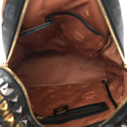 MCM Visetos Bi-Color Studded Medium Backpack Black Cognac 5 of 10