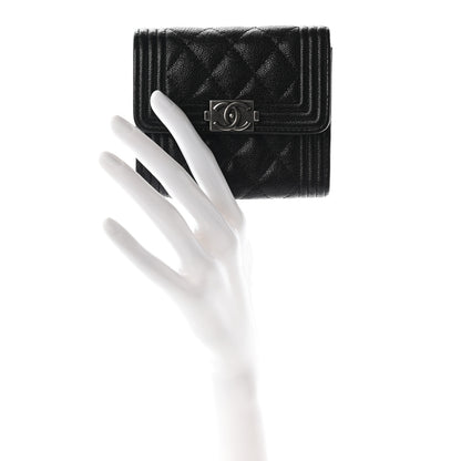 Chanel Caviar Quilted Compact Boy Wallet Black 2 of 7