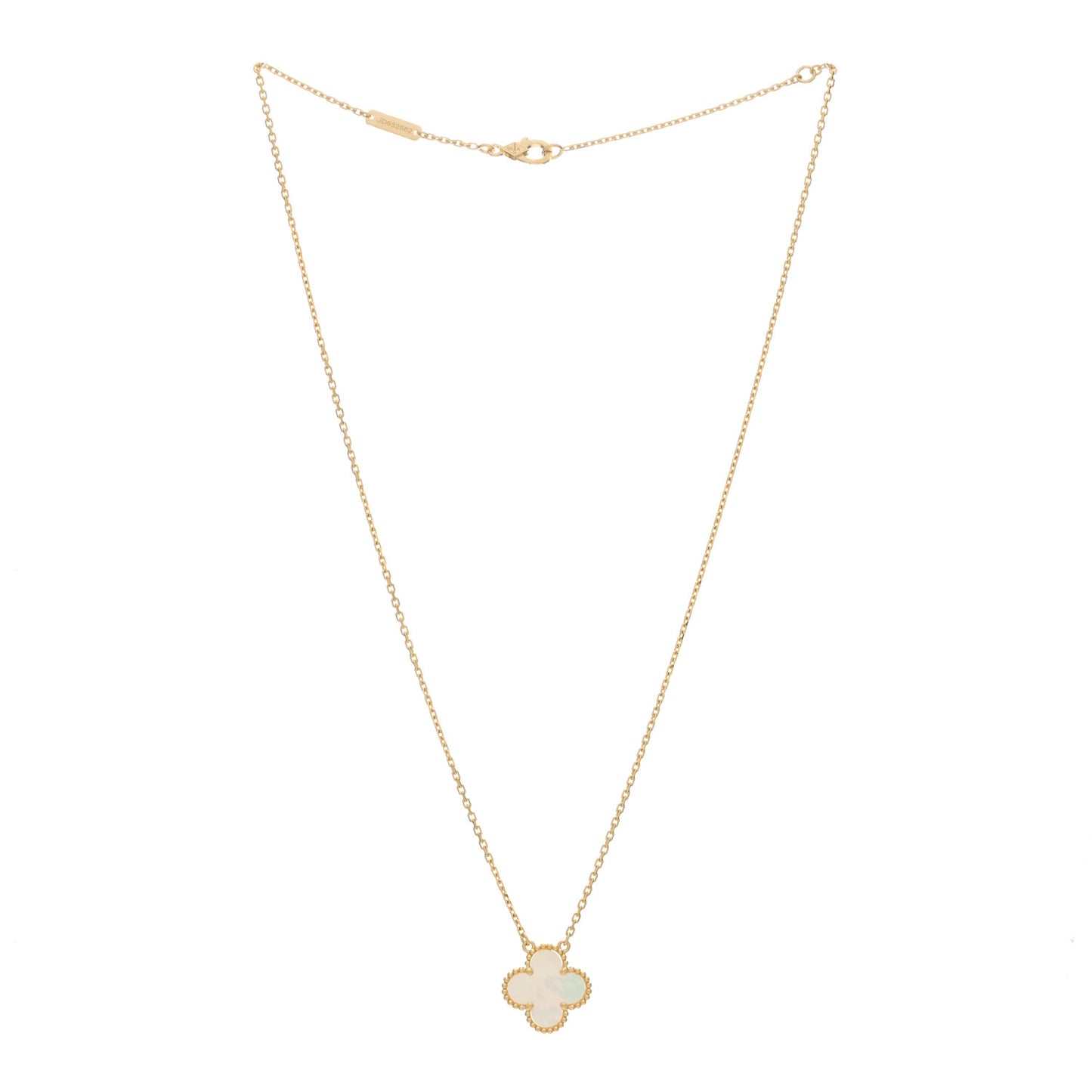 18K Yellow Gold Mother of Pearl Vintage Alhambra Pendant Necklace