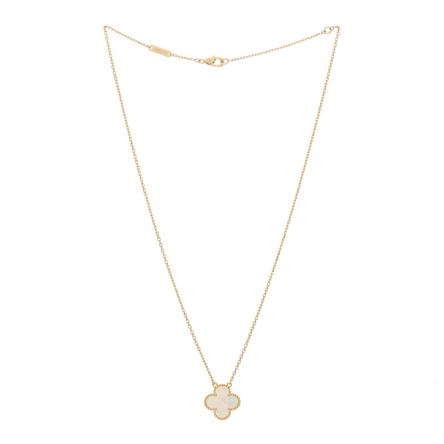 Van Cleef & Arpels 18K Yellow Gold Mother of Pearl Vintage Alhambra Pendant Necklace 2 of 3