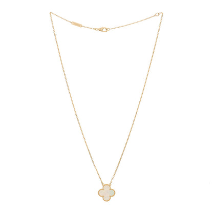 Van Cleef & Arpels 18K Yellow Gold Mother of Pearl Vintage Alhambra Pendant Necklace 2 of 3