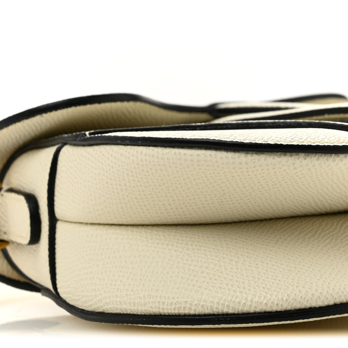 Grained Calfskin Mini Saddle Bag With Strap White