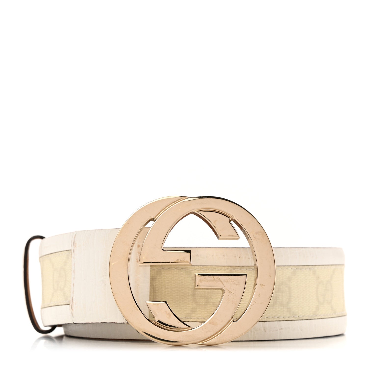 Gucci GG Plus Monogram Calfskin Interlocking G 40mm Belt 95 38 White 1 of 11