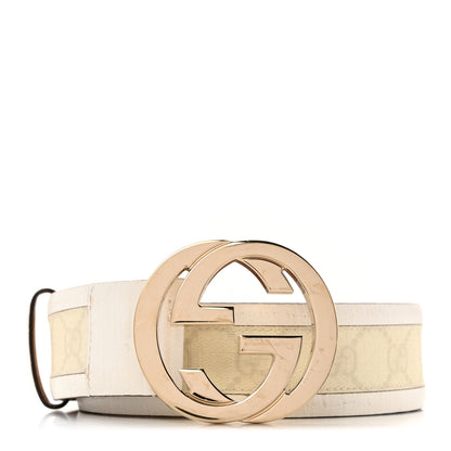 Gucci GG Plus Monogram Calfskin Interlocking G 40mm Belt 95 38 White 1 of 11