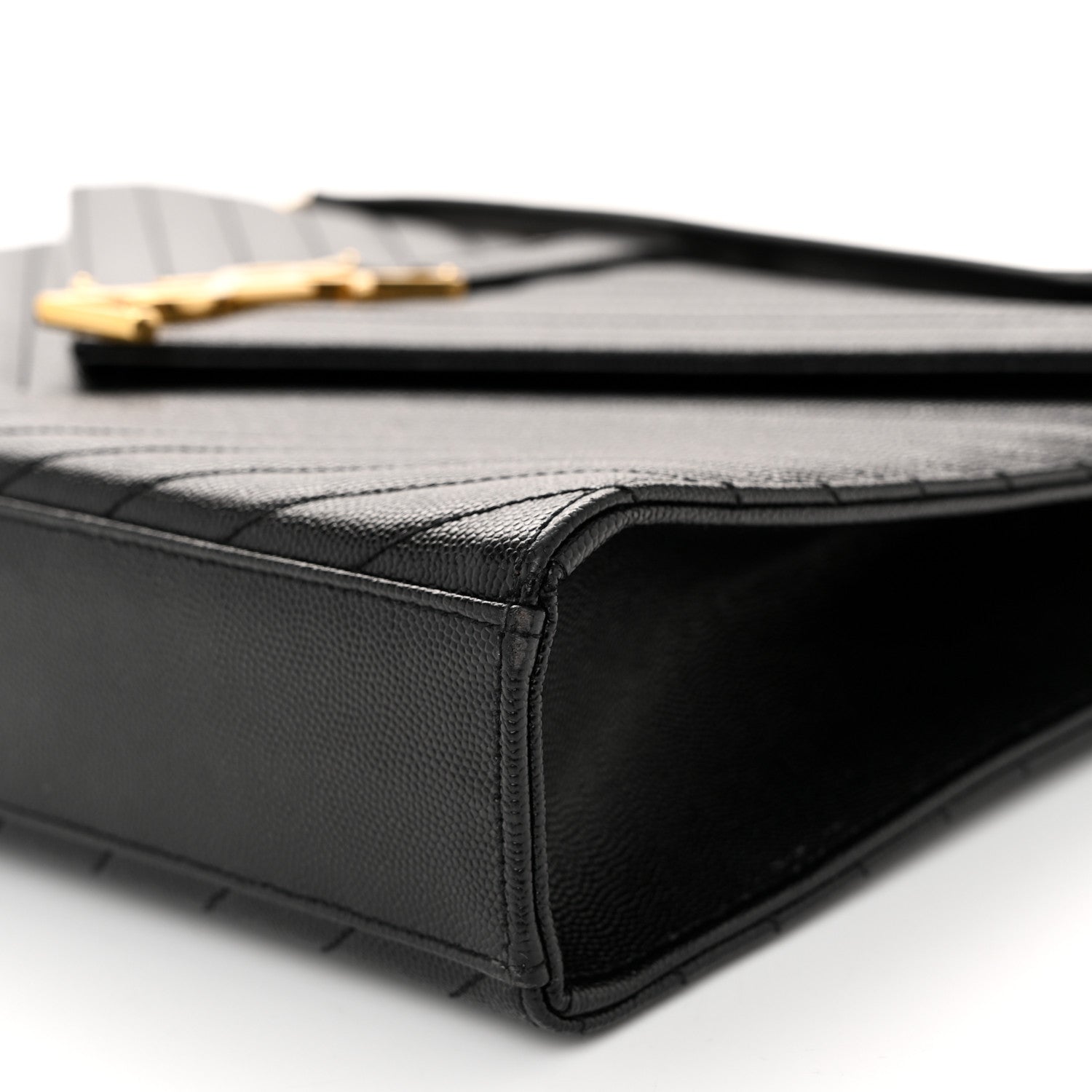Saint Laurent Grain De Poudre Matelasse Chevron Large Monogram Satchel Black 10 of 10