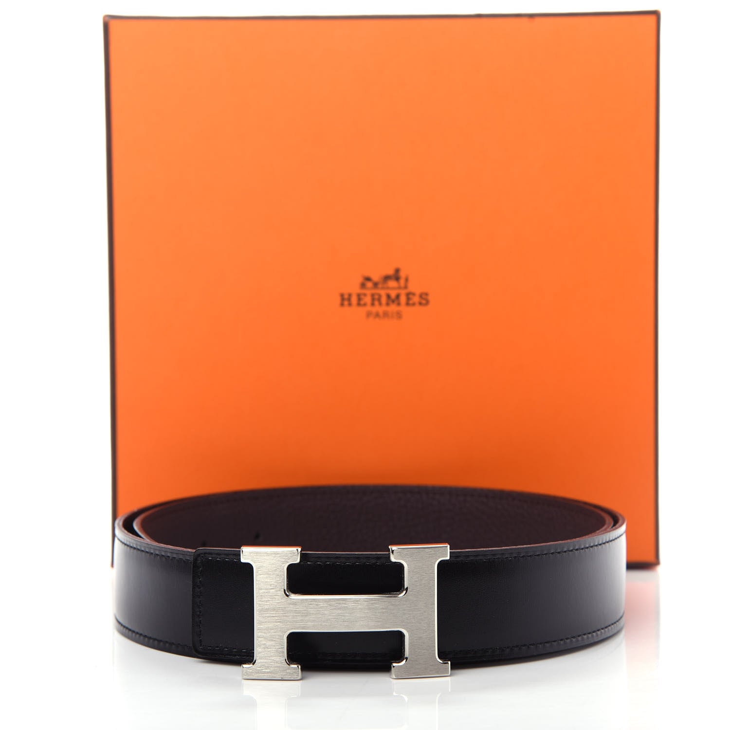 Hermes Box Togo 32mm H Belt 85 Black Chocolate 6 of 6