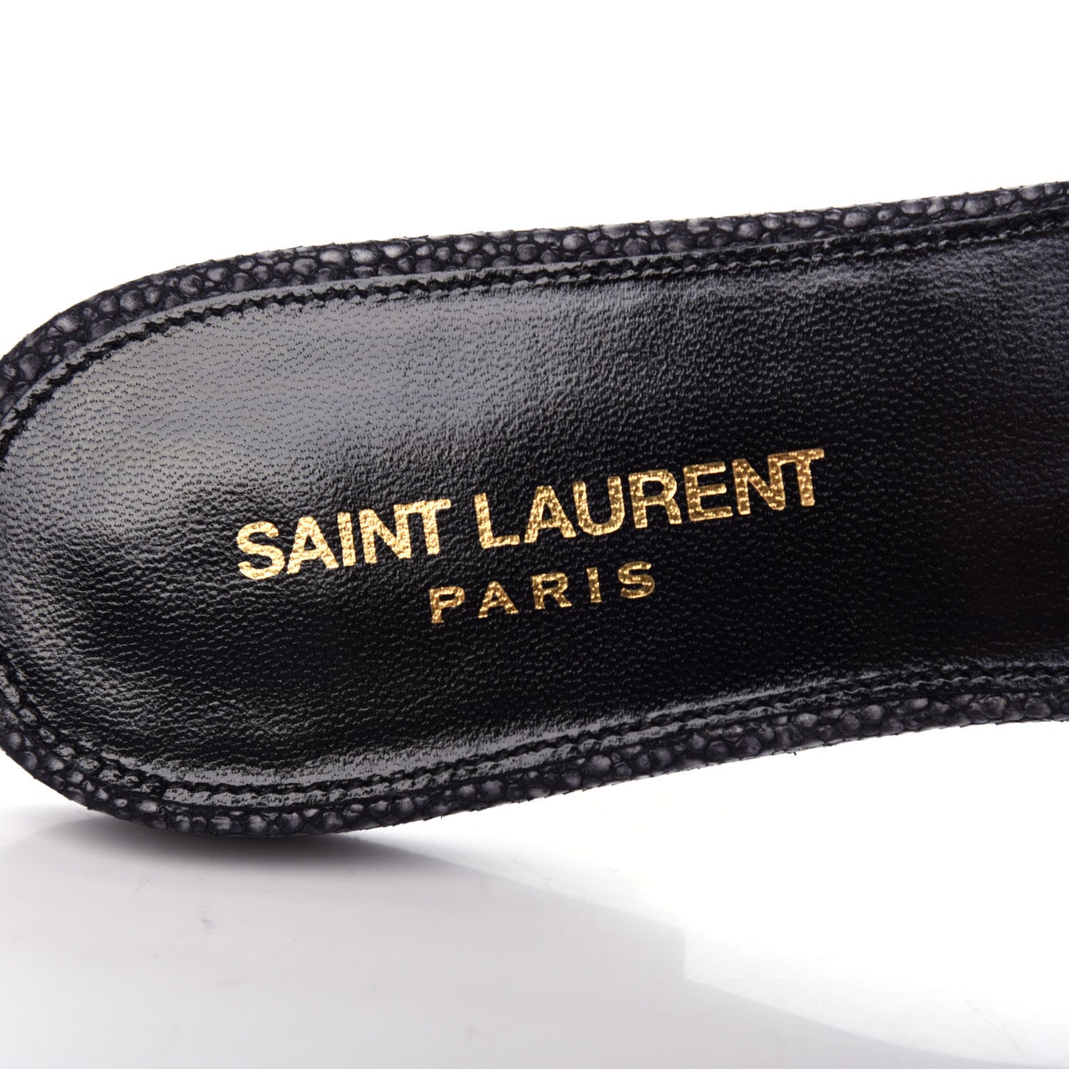 Saint Laurent Calfskin Galuchat Embossed Tribute 05 Slide Sandals 39 Dark Grey 8 of 11