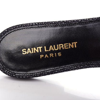 Saint Laurent Calfskin Galuchat Embossed Tribute 05 Slide Sandals 39 Dark Grey 8 of 11