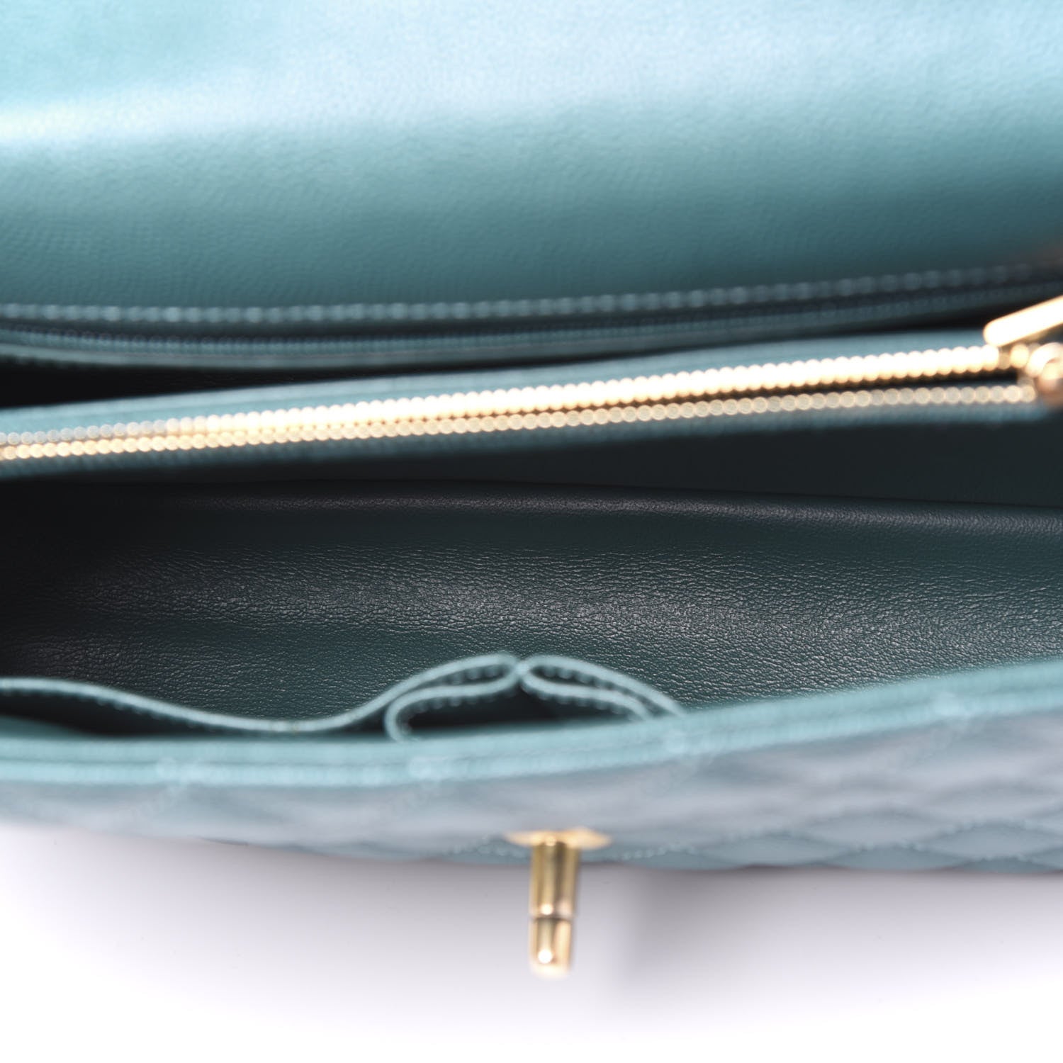 Chanel Caviar Lizard Quilted Small Coco Handle Flap Dark Turquoise 4 of 10