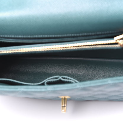 Chanel Caviar Lizard Quilted Small Coco Handle Flap Dark Turquoise 4 of 10