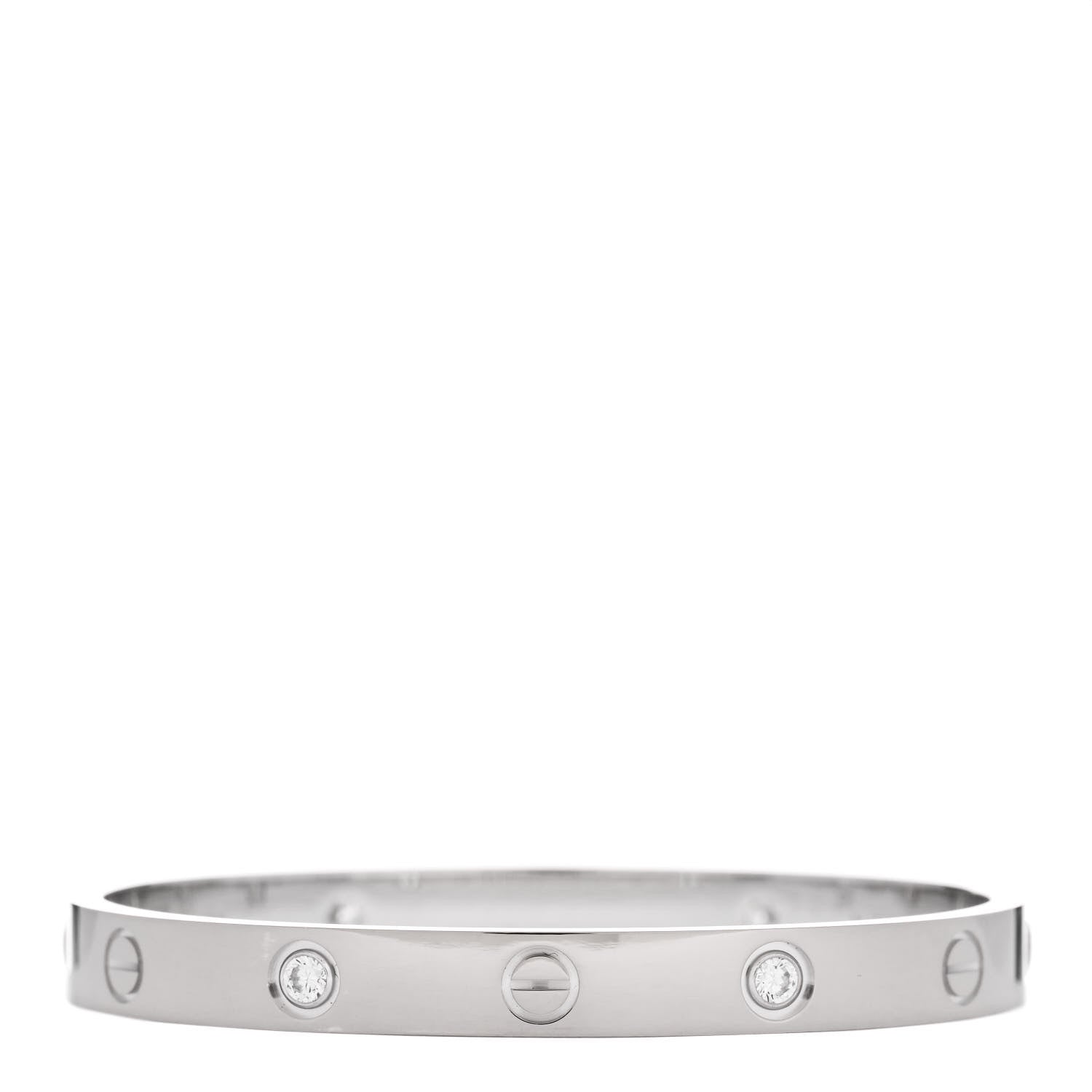 Cartier 18K White Gold 4 Diamond LOVE Bracelet 16 2 of 6