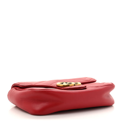 Gucci Calfskin Matelasse Super Mini GG Marmont Shoulder Bag Hibiscus Red 4 of 14