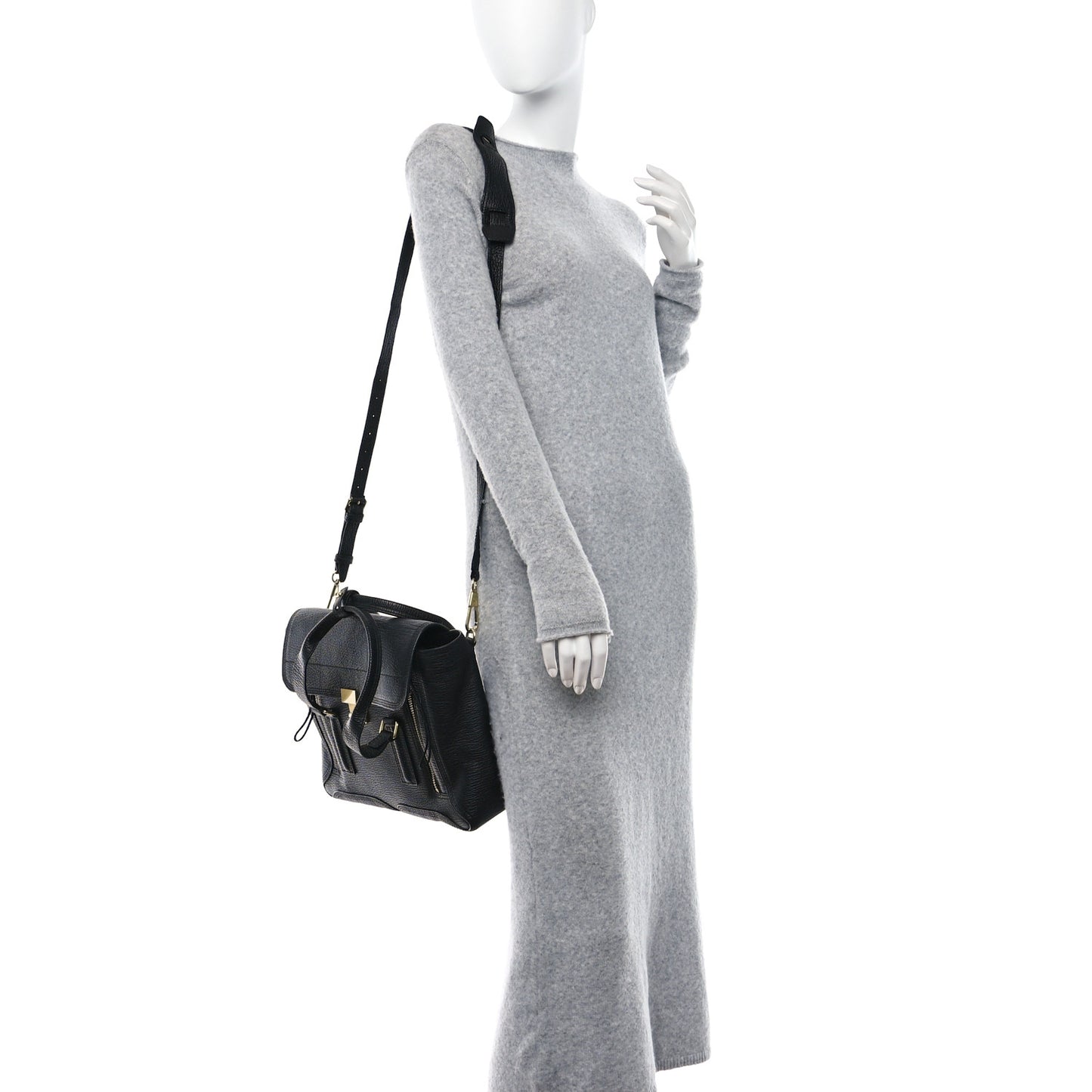 Textured Calfskin Medium Pashli Satchel Black