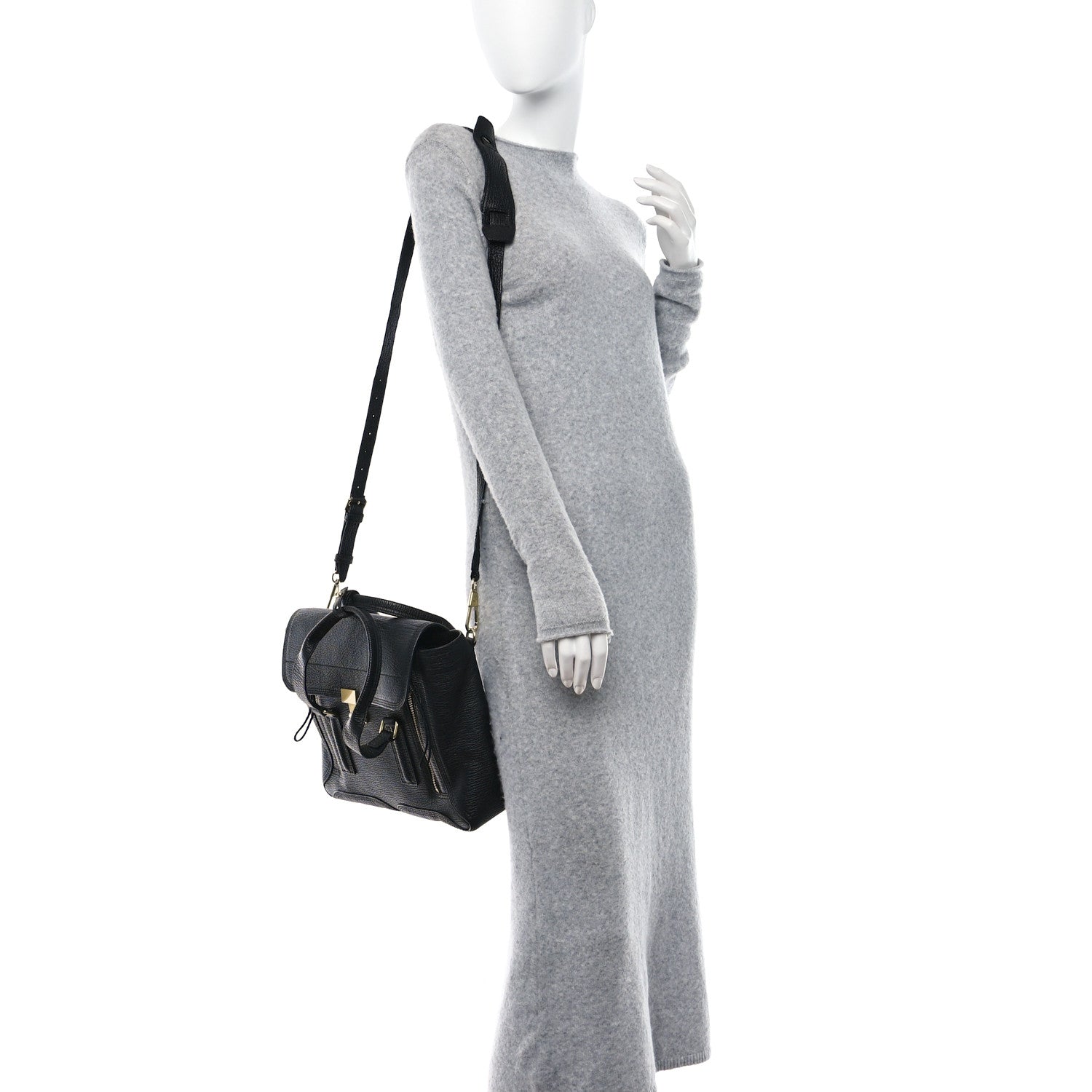 3.1 Phillip Lim Textured Calfskin Medium Pashli Satchel Black 2 of 11