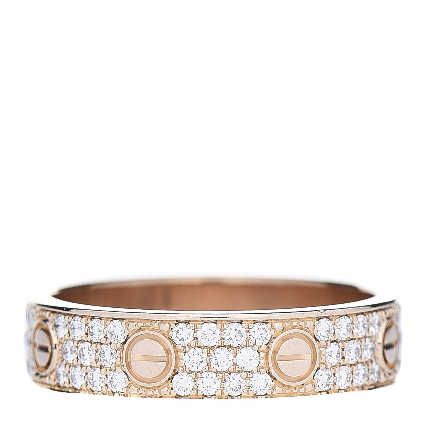 18K Pink Gold Diamond 5mm LOVE Wedding Paved Band Ring 53 6.5