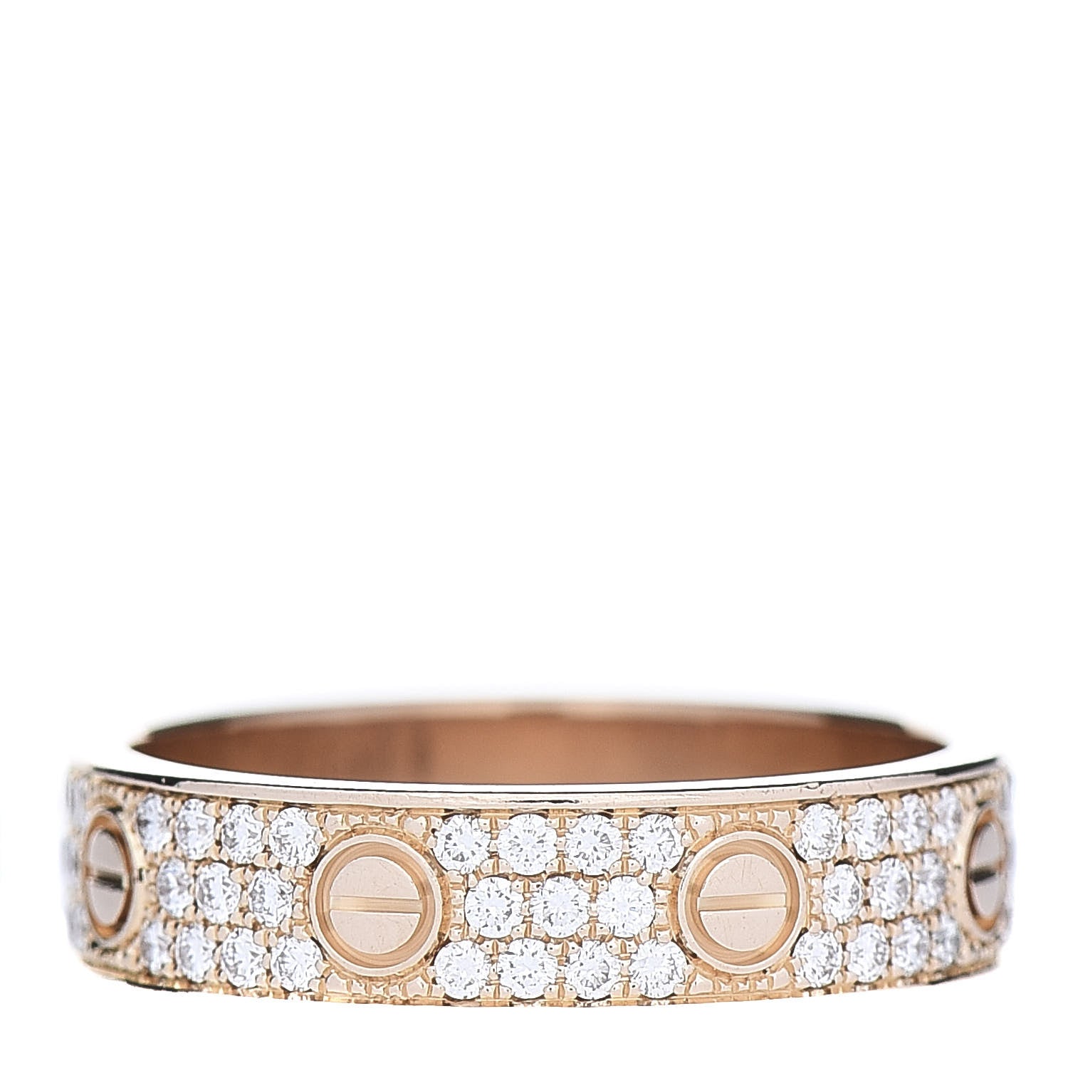 Cartier 18K Pink Gold Diamond 5mm LOVE Wedding Paved Band Ring 53 6.5 3 of 4